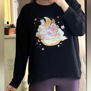 Donut Cat Soft Black Sweatshirt XL